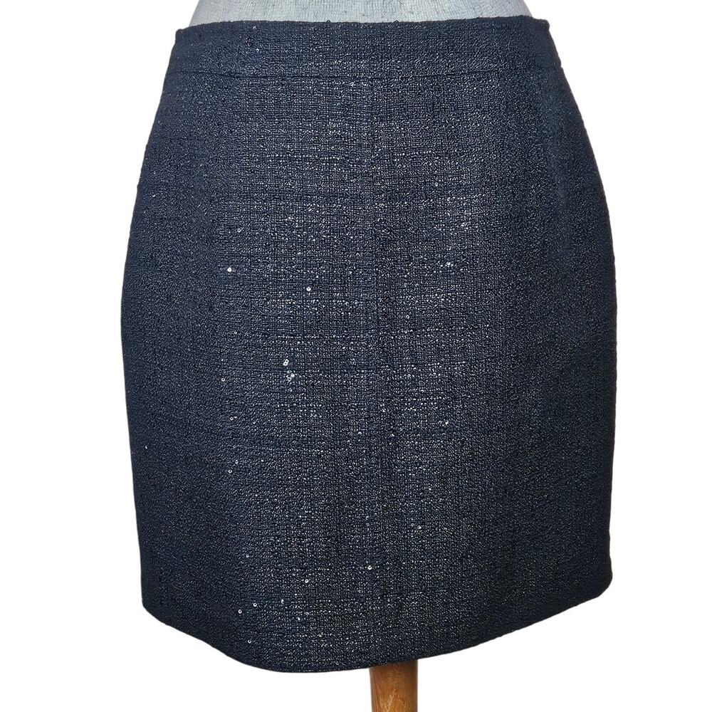 Anne Klein Black Tweed Sequin Skirt Size 6